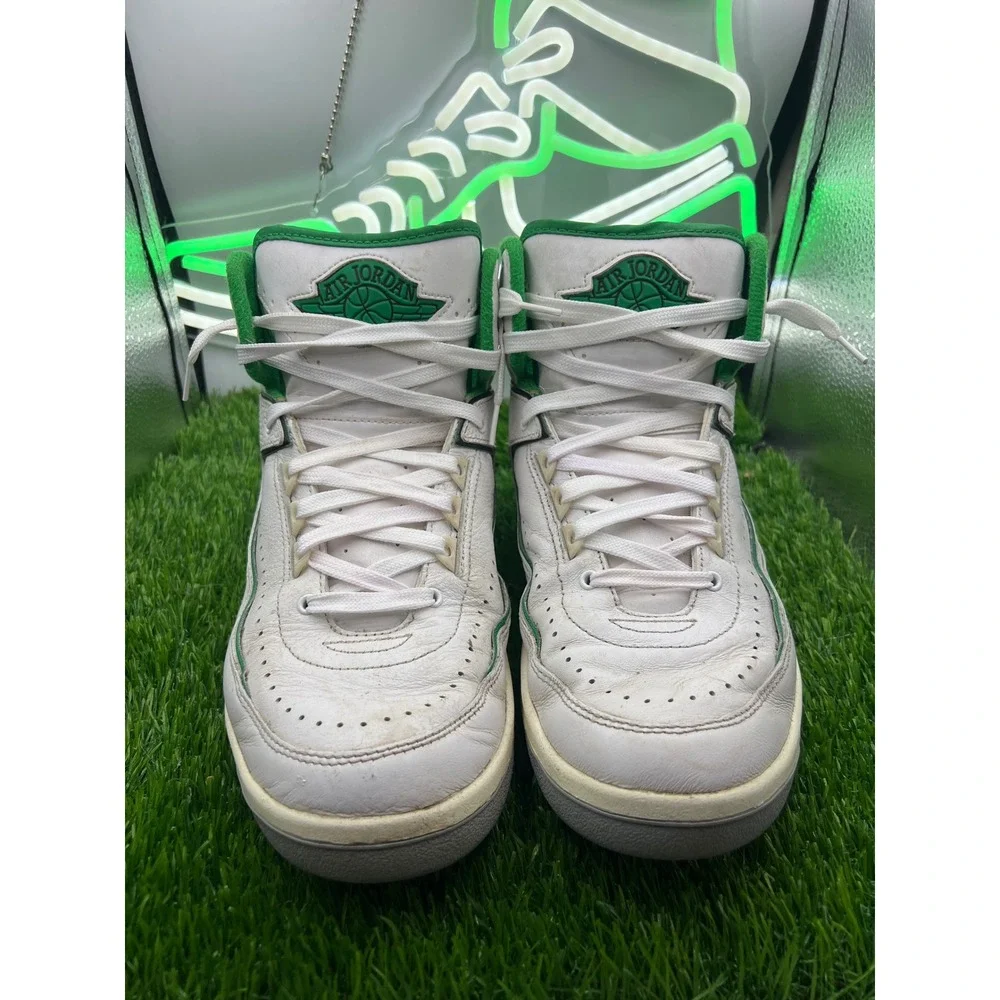 Jordan 2 Retro White Varsity Green High Top Sneakers Shoes‎ Men's Size 8